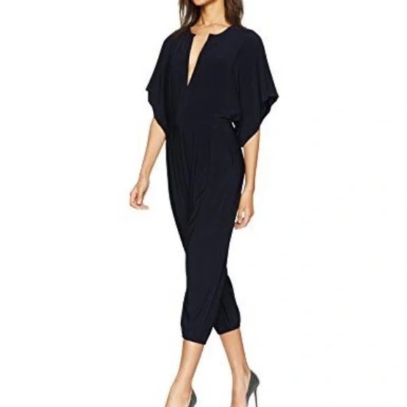 NORMA KAMALI Kulture Rectangle Jog jumpsuit kimono sleeve deep v-neck, size XS - Picture 10 of 13